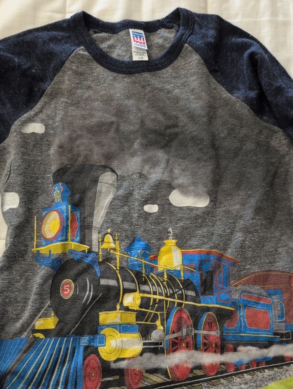 Kids Train- Grey & Navy - Long Sleeve - Size 8